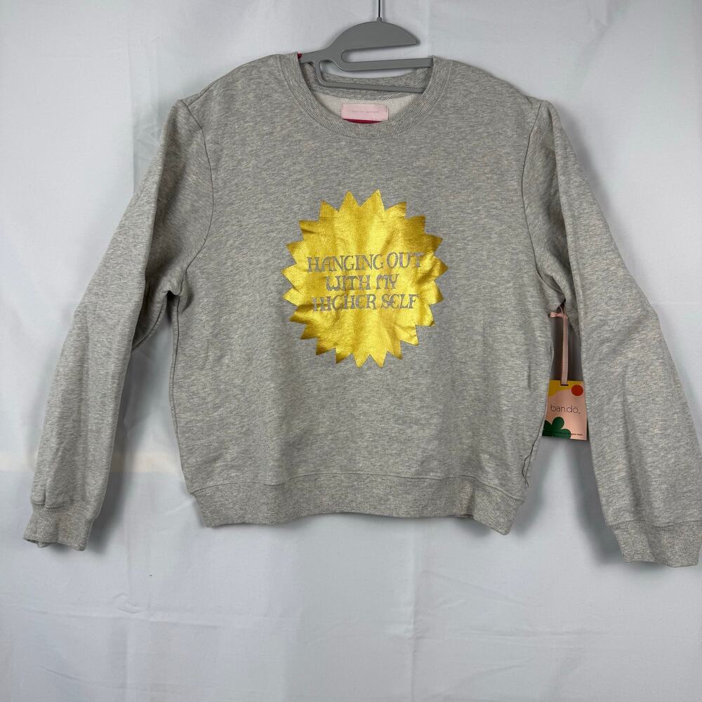 Ban.do Heather Gray Higher Self Cotton Crewneck Balloon Sleeve Sweatshirt NWT 2X